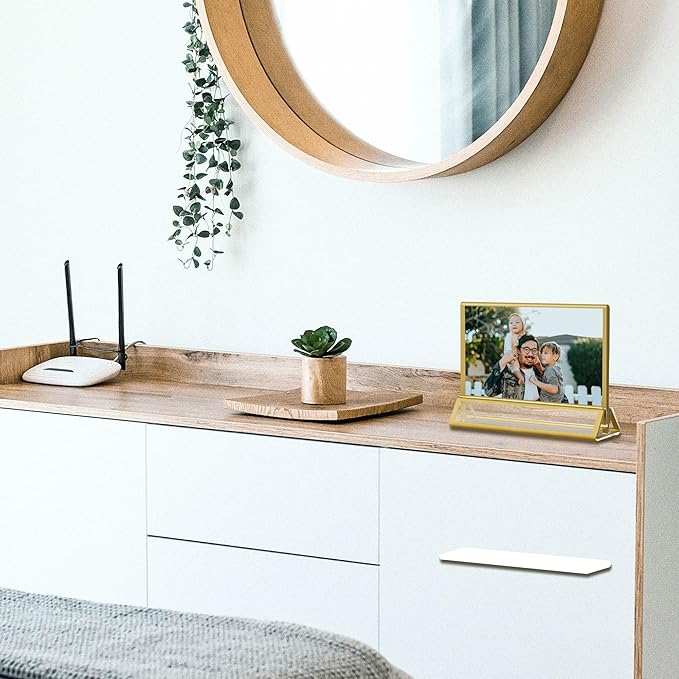 Acrylic Sign Holders Golden Border 8 Pack 7x5 Wedding Table Number Frames Double Sided Table Menu Stands with Horizontal Stand, Photos and Art Display