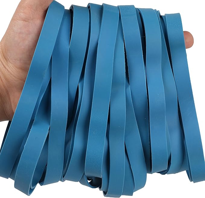 Rubber Bands Size#107 Heavy Duty Big Wide rubber band 30PCS Elastic Bands for Office Supply Trash Can File Folders Litter Box Rubber Bands (Blue)