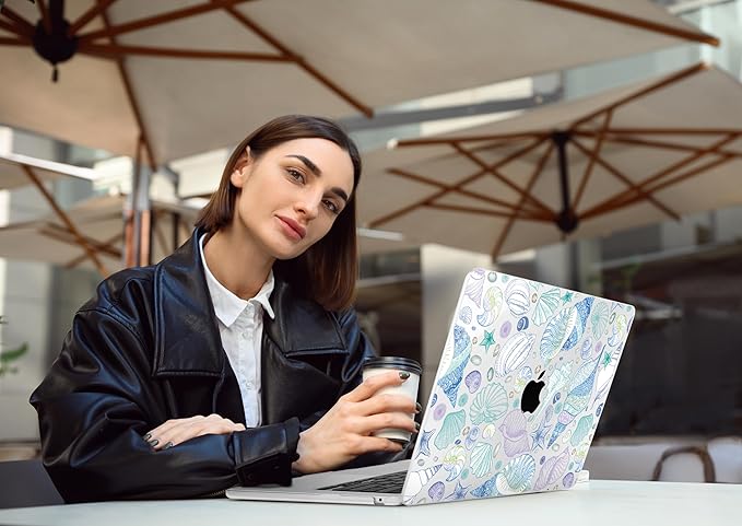 DONGKE Compatible with M4 MacBook Air 15 inch Case 2025-2023 A3241 A3114 A2941 M3 M2 Retina Display Touch ID, Plastic Hard Case & Keyboard Skin for MacBook Air 15" - Sea Shells