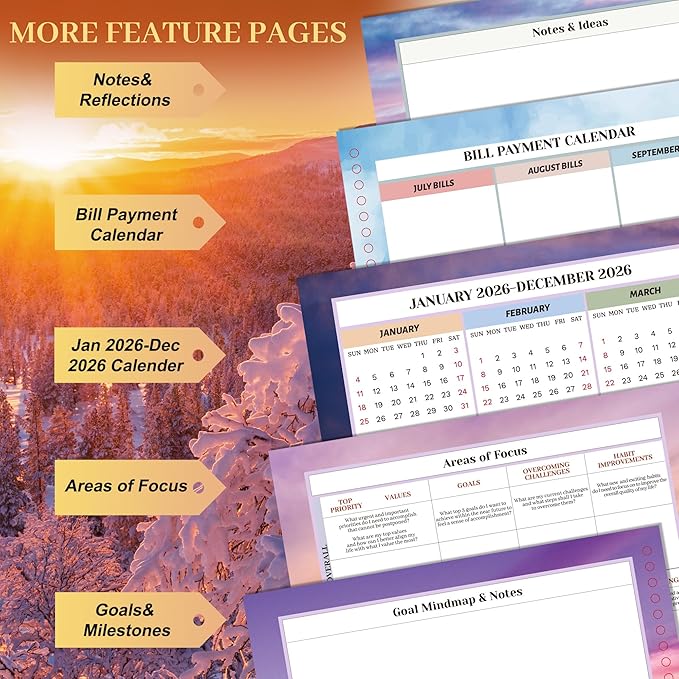 CAGIE 2026 planner Weekly and Monthly Jan 2026-Dec 2026 Hardcover Hourly Daily Planners for Women 26 Calendar Planner with Stickers Spiral Bound Yearly Agenda, 8.5 x 11