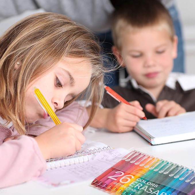 Vanstek 26 Colors Erasable Gel Pens, Retractable Erasable Pens Clicker, Fine Point(0.7), Make Mistakes Disappear, Premium Comfort Grip for Drawing Writing Planner and School Supplies