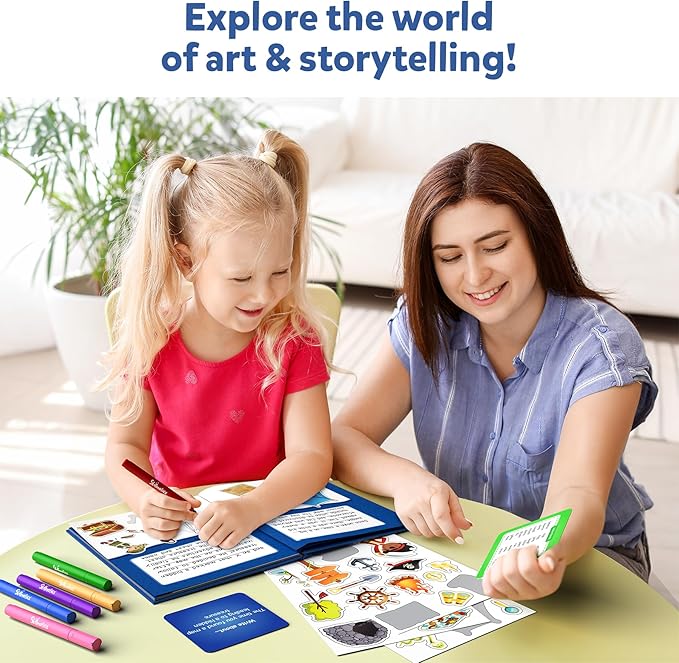 Skillmatics Storybook Art Kit - Create Adventure Stories, DIY Craft & Writing Kit with 300+ Stickers, Scrapbooking & Journal Activity, Christmas Gifts for Kids Ages 5, 6, 7, 8, 9, 10