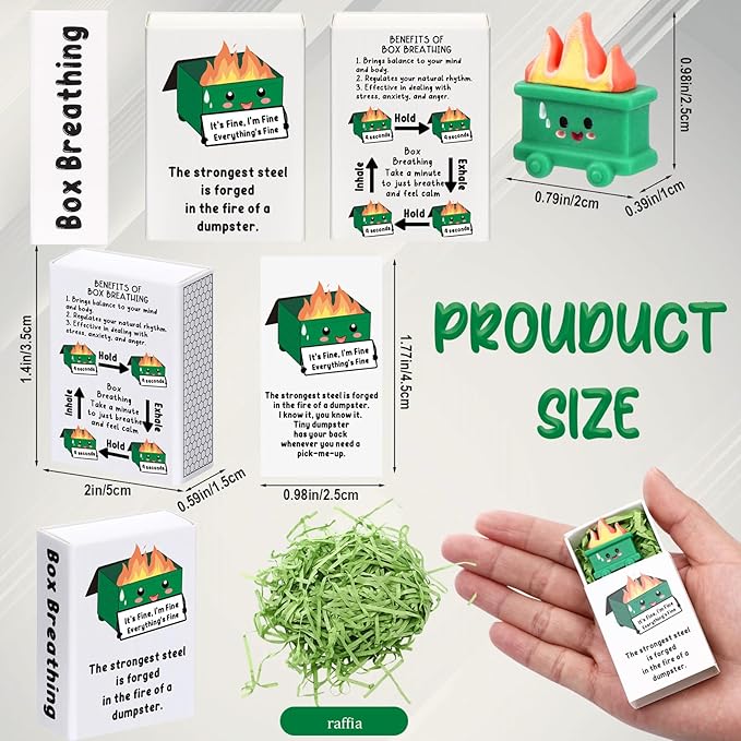 Realspring 36 Sets Dumpster Ornament Desk Accessories Emotional Support Resin Dumpster with Inspirational Cards Funny Employee Appreciation Gifts for Halloween Team Office Coworker Teacher (Classic)