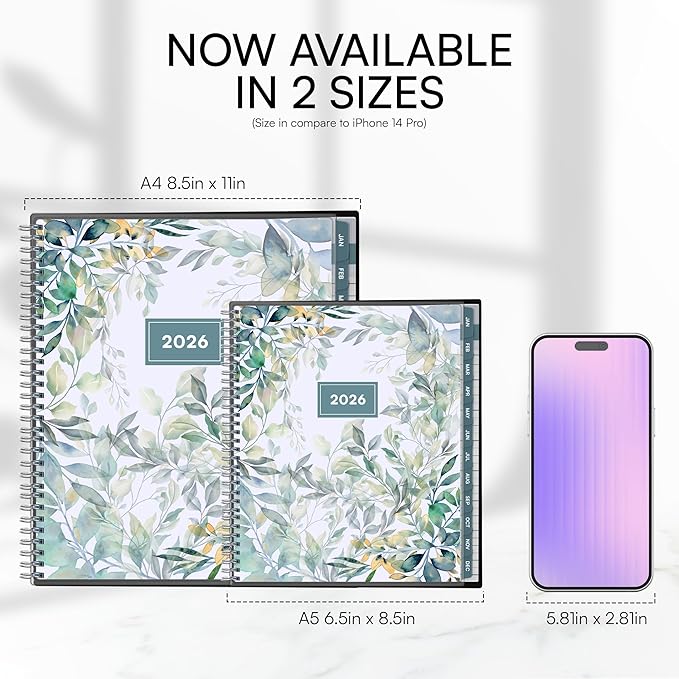 Ensight 2026 Appointment Book and Planner 8.5" x 11" Large Hourly Weekly Daily Schedule Planner with Tabs, 15 Minute Time Slots, Floral Calendar Organizer Jan 2026 – Dec 2026 Appointment Book - Floral