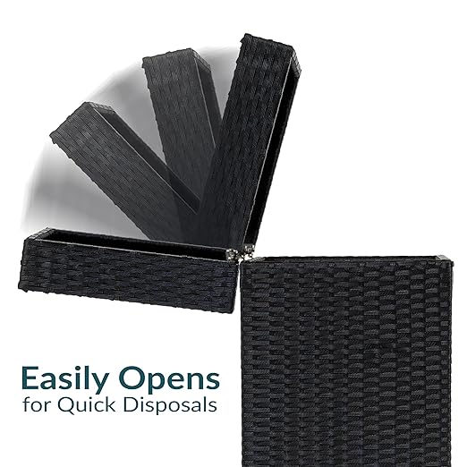 Sunnydaze Outdoor Trash Cans with Lids - Set of 2 Indoor and Outdoor Garbage Cans – 26 Gal and 15 Gal - Black