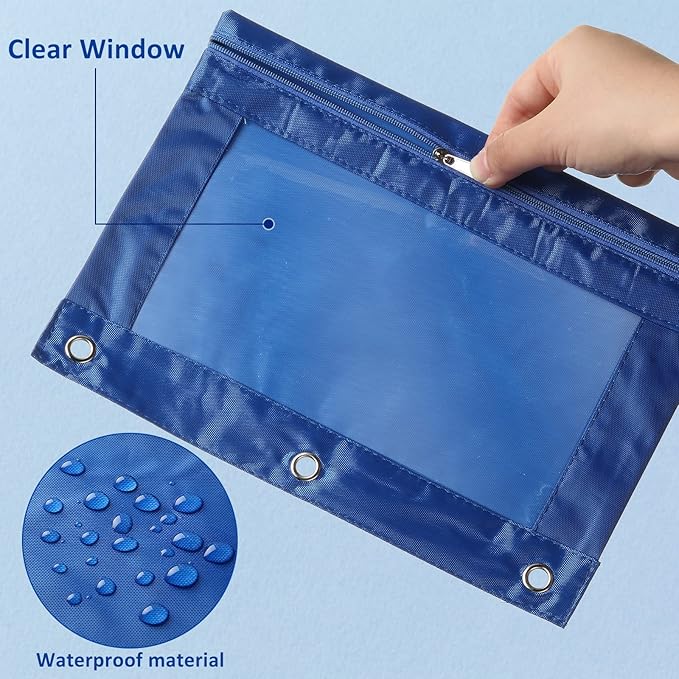 Marspark 48 PCS Pouch Bag for 3 Ring Binder - Bulk Zipper Pencil Binder Pouches with Clear Window for School Office Utensils Storage Supplies(Multicolor)