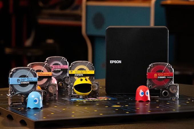 Epson LABELWORKS 224BMLPX Genuine PET (Polyester) Tape Cartridge - Black on Matte Blue Designer Craft Label Maker Tape - 1" (24MM) Wide, 26'