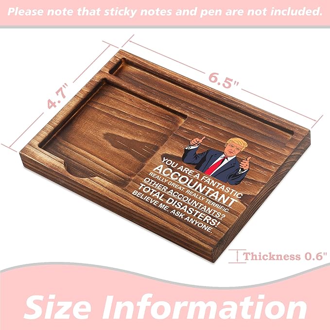 Accountant Sticky Note Holder Wooden Notepad & Pen Holder 6.5" x 4.7" Sticky Note Pad Holder Dispenser for Desk Accountant Work Appreciation Gifts, NPA240