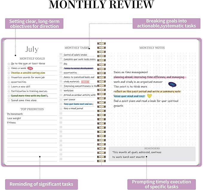 Monthly Planner 2025-2027 - 2 Year Monthly Planner Calendar 2025-2027, July 2025 - June 2027, 7.3" * 9.5", 24 Months Calendar Planner with Waterproof Cover＆Spiral Bound, for Office, School Home Planning - Purple