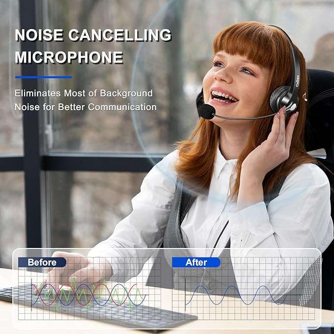 Callez Wired Computer Headset, 3.5mm Cell Phone Headset with Mic Noise Cancelling, USB-C Headphone for PC Laptop Mac iPhone Samsung Zoom Teams Call Center Home Office Work, in-line Controls
