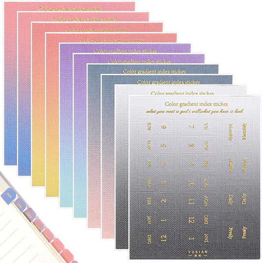 10 Sheet Monthly Tabs for Planners, Gradient Color Monthly Planner Tabs, Self-Adhesive Month Dividers Notebook Index Planner Tabs for Journal, Notebook, Agendas, Organizers, Office Supplies