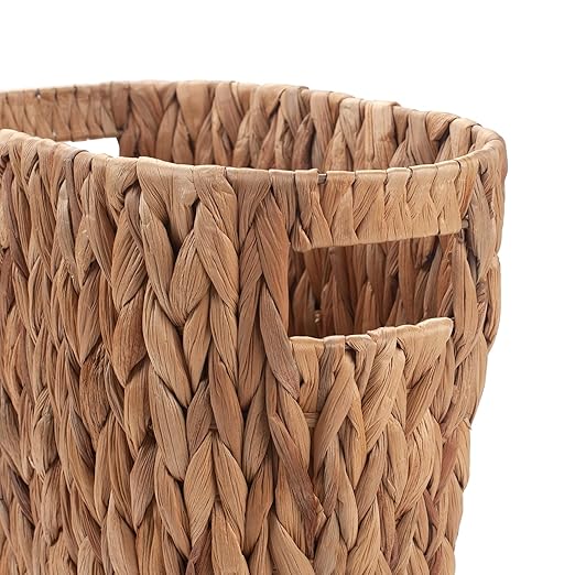 Bathroom Trash Can, Handwoven Wicker Trash Can with Handles for Bedroom, Living Roon, Kitchen, Bathroom and Office, Water Hyacinth Wicker Waste Basket, 1 Pack, 13"L x 7.5"W x 12.2"H, 3.2 Gallon