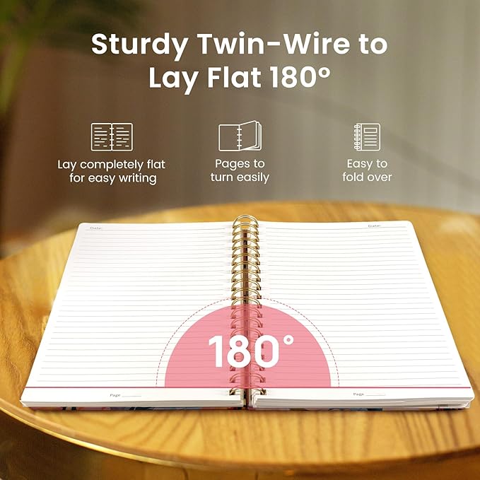 Taja Lined Spiral Notebook Journal for Work, 300 Pages Thick B5 (7.1"x10") College Ruled Journal for Women & Writing, Hardcover Notebook for Note Taking, Perfect for Office Home School, Pastel Garden