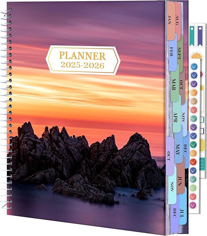CAGIE 15 Month Planner Oct 2025-Dec 2026 Hourly Daily 2025-2026 Weekly Monthly Planners for Women 25-26 Day Hardcover Calendar Agenda with Stickers, 8.5 x 11