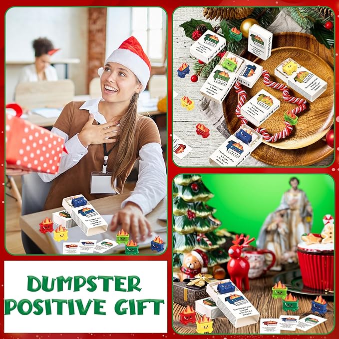 Realspring 35 Sets Dumpster Ornament Desk Accessories Emotional Support Resin Dumpster with Inspirational Cards Funny Employee Appreciation Gifts for Halloween Team Office Coworker Teacher (Colorful)