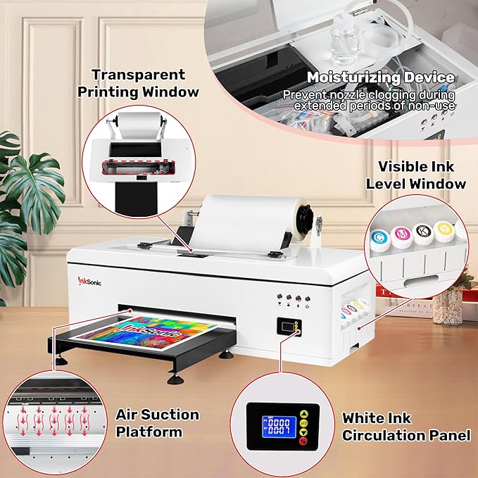 InkSonic R1390 DTF Printer, A3 T shirt Printing Machine with Laptop and Oven Bundle, 13" DTF Printer Machine, Direct to Film Heat Transfer, T-Shirt Maker for Clothes Design, Custom DIY Printing