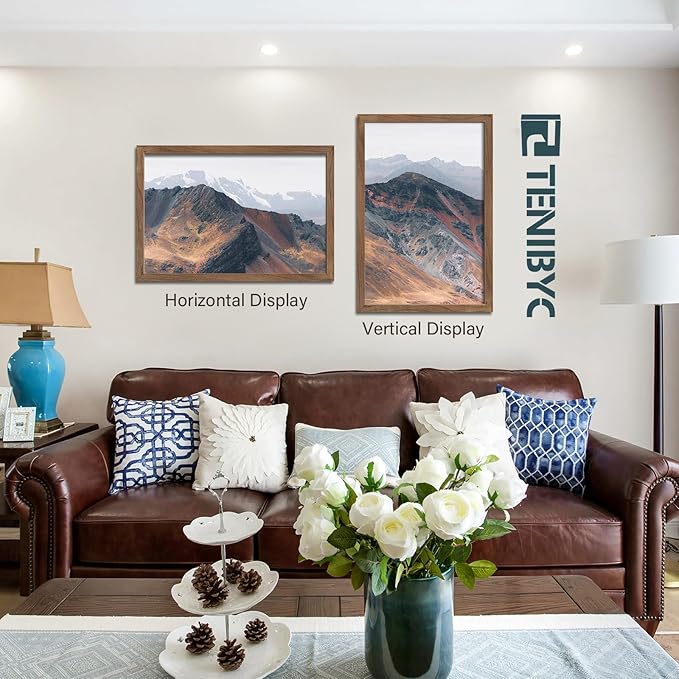 20x30 Walnut Poster Frame 3 Pack - Natural Brown, Solid Wood Picture Frame, Wall Gallery Frame