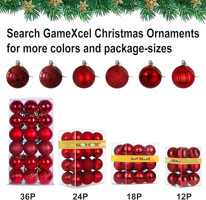 Rose Red 4.0" Large Christmas Balls - Christmas Tree Decoration Ornaments Shatterproof Hanging Balls for Birthday Halloween Holiday Wedding Decorations Set of 4pcs