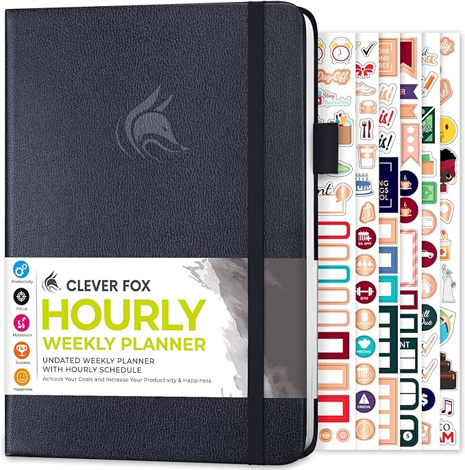 Clever Fox Planner Schedule – Undated Weekly & Monthly Life Planner with Time Slots, Appointment Book & Daily Organizer, A5 (Mystic Grey)