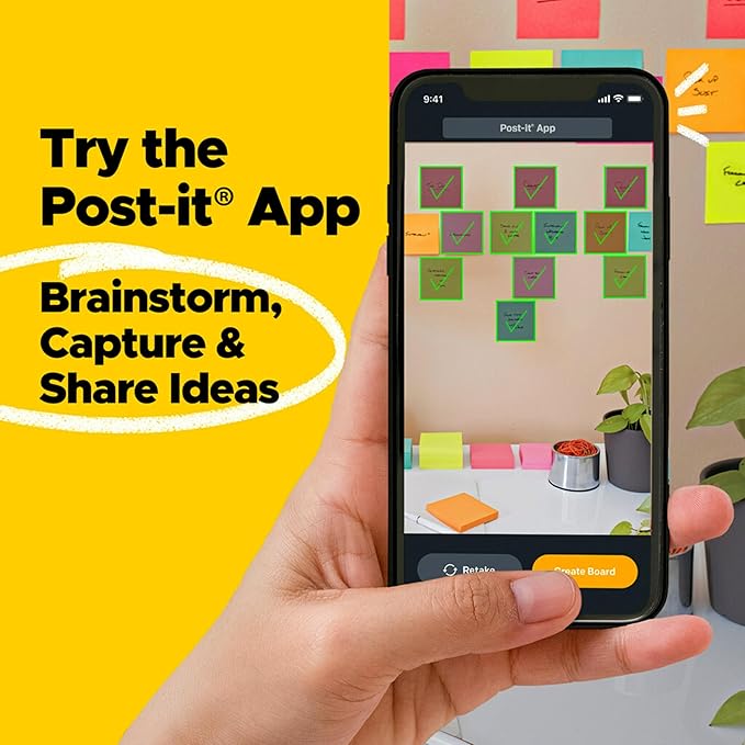 Post-it Super Sticky Notes, 24 Sticky Note Pads, 3 x 3 in., School Supplies, Office Products, Sticky Notes for Vertical Surfaces, Monitors, Walls and Windows, Supernova Neons Collection