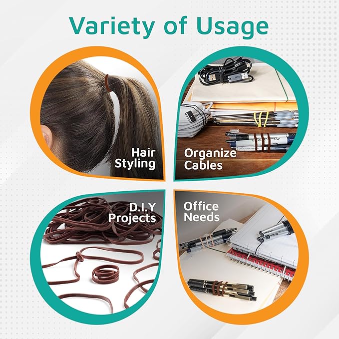 PlasticMill Brown Rubber Bands Size 33 (3 1/2" x 1/8") - #33 Colored Rubber Bands Office Supplies - Strong, Elastic Bands for Crafts, Balloon Garland, Cash, File Folders (100-Pack)