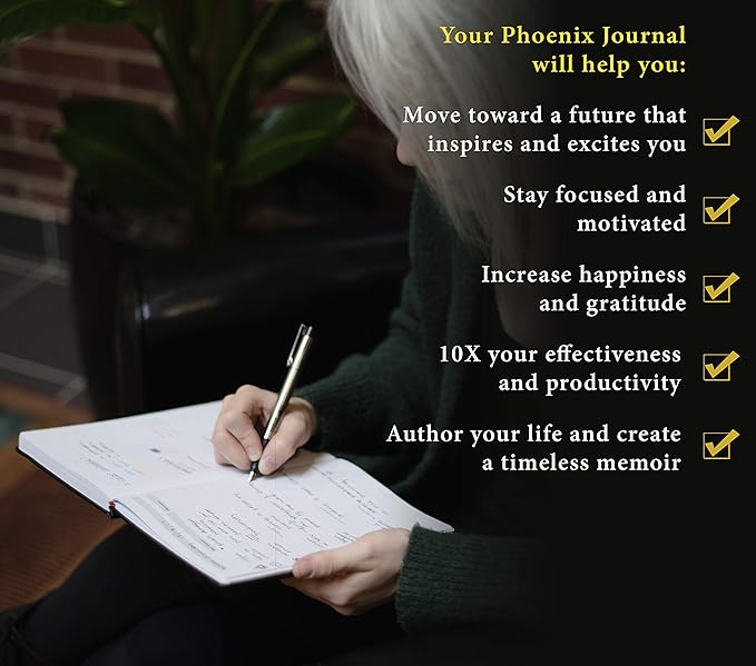 The Phoenix Journal - Best Daily Goal Planner, Organizer, & Calendar for Goal Setting, Gratitude, Happiness, & Productivity - Vision Board & Habit Tracking - 12 Weeks, Undated, Hardcover (Sapphire)