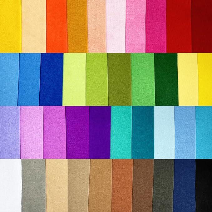 120 PCS Soft Felt Sheets for Crafts 1.4 mm Thickness, 40 Color 11.8 x 11.8 Inch Assorted Felt Squares Bulk for Sewing Patchwork School DIY Projects Decoration