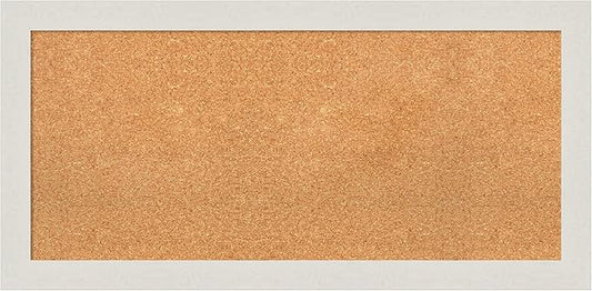 Amanti Art Natural Cork Board for Wall, 19x39 Vision Board with White Frame, Medium Corkboard Office Decor for Home Organization, Country Rustic Corkboard Pinboard to Display Items for Home