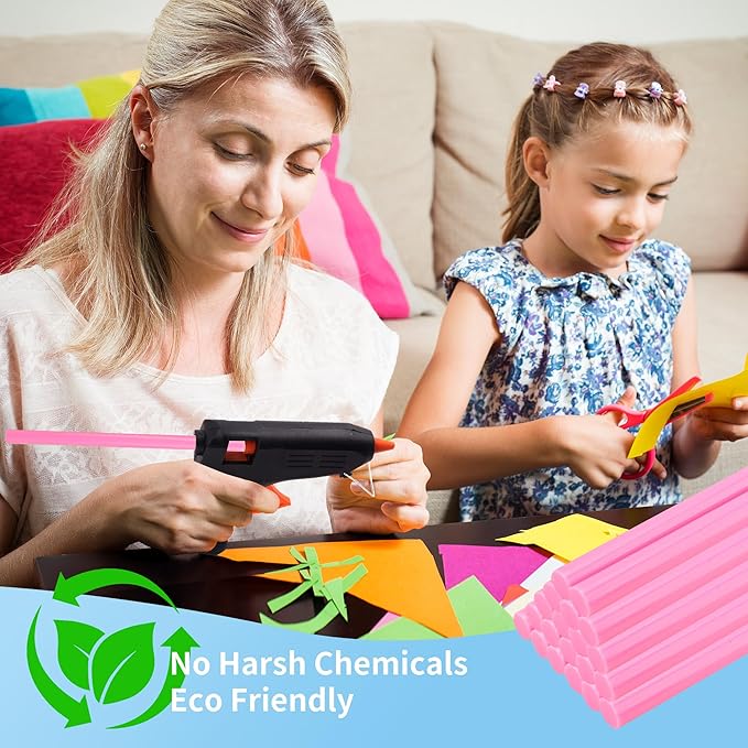 MATUFF Pink hot Glue Sticks Full Size 0.43” Dia x 8” Long, 52 pcs Hot melt Adhesive Glue Sticks, All-Purpose Colored Glue Gun Sticks for Christmas Decoration Crafts Arts School Home Repair Bonding