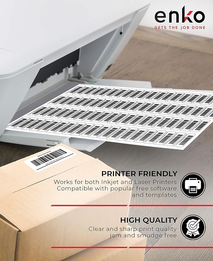 enKo - 2 x 4 Inch Label - White Blank - 10 Up Address Mailing Labels for Laser Inkjet Printer (900 Sheets, 9000 Labels)