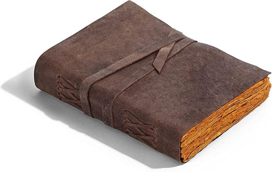 Handmade Leather Journal | Writing Notebook Diary | Bound Daily Notepad For Men & Women Unlined Paper Medium, writing pad for artist, sketch