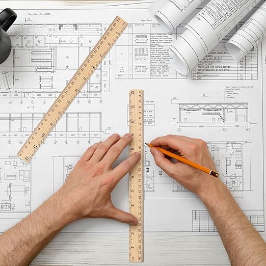 Zonon 30 Pcs 12 Inch Plastic Ruler Assorted Colors Ruler Bulk with Centimeters Millimeter and Inches Rulers First Day of School Gift for Kids School Classroom Office Supplies(Simple Color,Wood)