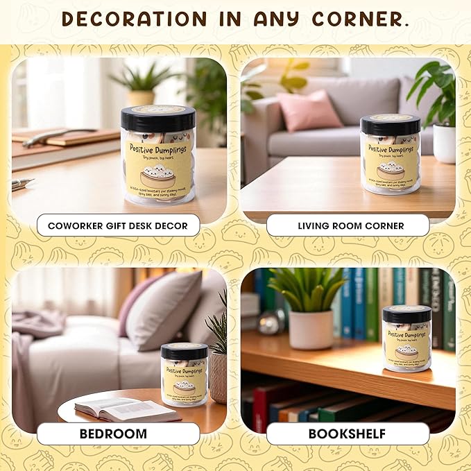 Positive Dumpling Jar – 60 Funny Emotional Uplifting Support Dumplings Affirmation, Back to School Gifts for Students & Teachers, White Elephant Gifts, Funny Gift for Women, Teens, Tweens, Coworkers