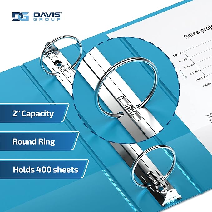 Premium Economy 6-Pack 3-Ring Binders for School or Office, Round-Ring Binders, 2 Inch, Turquoise