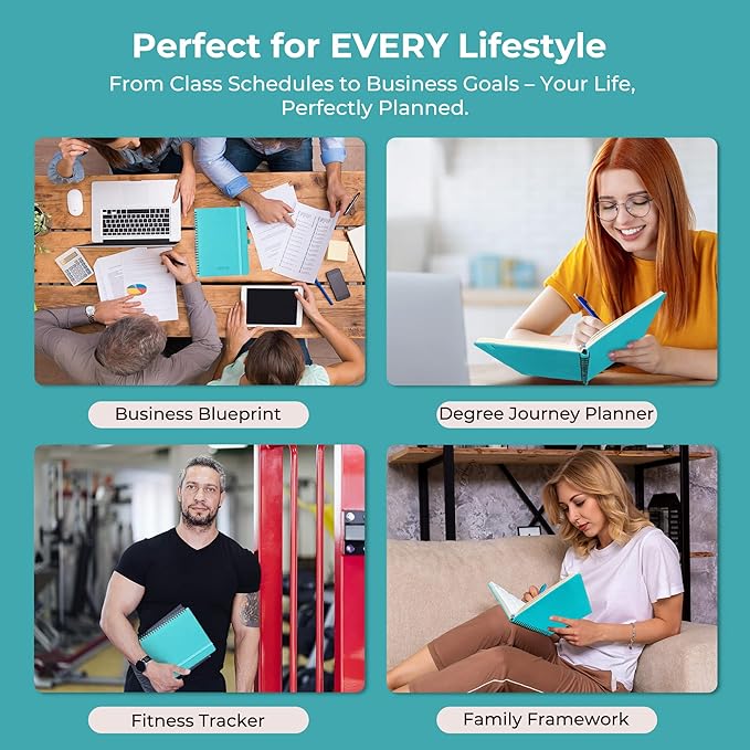 Planner 2025-2026 Daily Weekly and Monthly,8.5"x6.5",18 Months Spiral Bound Calendar Agenda with Self-adhesive Pen Holder,2026 Academic Plan with Vegan Leather Soft Cover,Light Blue