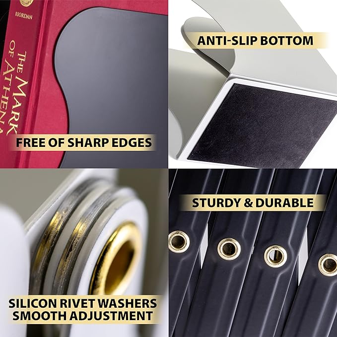 Officemate Adjustable Bookends, Expandable: 4"-18", White (93192)