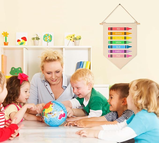 Color Educational Gift-Flag Sign Present for Toddler,Baby,Newborn,Boys,Girls,Kids-Banner Wall Decor for Nursery,Bedroom,Playroom,Reading Room Front Door-Baby Present Shower-New Home Christmas Gift