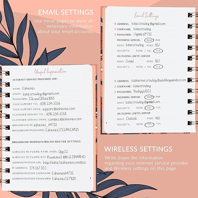 PLANBERRY Password Book Premium – Small Internet Address Organizer with A-Z Tabs – Pocket Website Password Keeper with Alphabetical Tabs – 4.7x5.7″, Hardcover (Tropical Night)