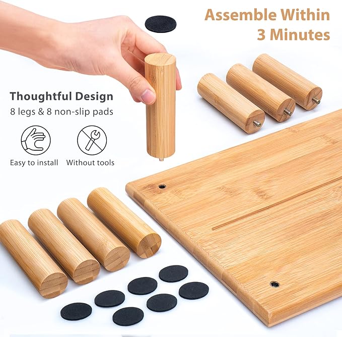 Dual Monitor Stand Riser with Drawer for Desk Laptop Desk Shelf with Adjustable Length and Angle, Bamboo Computer Stand Riser for 2 or 3 Monitors Screen Laptop PC TV -Natural