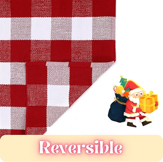 Ckorzen Red and White Plaid Rug, 4' x 6' Christmas Front Porch Outdoor Rug, Handwoven Cotton Washable Rug for Layered Door Mats, Holiday Entryway and Home Décor