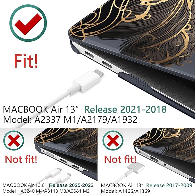 DONGKE Compatible with MacBook Air 13 inch Case 2021 2020 2019 2018 Release A2337 M1 A2179 A1932 with Retina Display Touch ID, Plastic Hard Shell & Keyboard Cover - Golden Wave