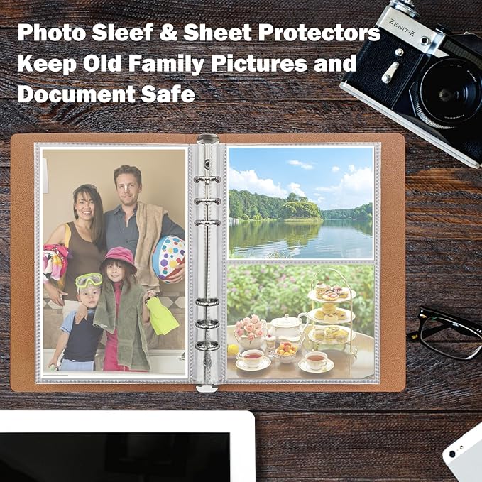 Happyaokeland Refillable Address Book with Alphabetical Tabs, Hardcover Phone Book 648 Contact Book w/Pockets, Large Print Address Books for Seniors, A5, Brown