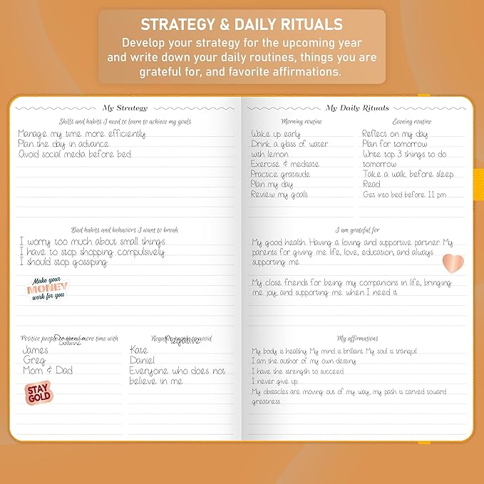 GoGirl Weekly Schedule Planner – Hourly Work & Life Planner with Time Slots – Vertical Agenda Organizer for Daily Productivity, A5 (Amber Yellow)