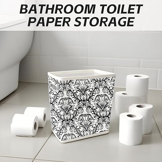 4.5 Gallon Bamboo Basket, Cute Toilet Paper Storage, Decorative Magazine Basket, Holder, Organizer, for Pantry, Office, Bedroom, Bathroom, Dorm, Living Room, Cabinet, Kitchen