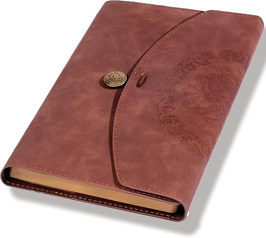 Vintage Leather Journal for Women Men, Junk Journal Notebook Soft Cover, Book of Shadows Journals for Travel Diary Scrapbook Sketchbook Journaling Writing, Brown