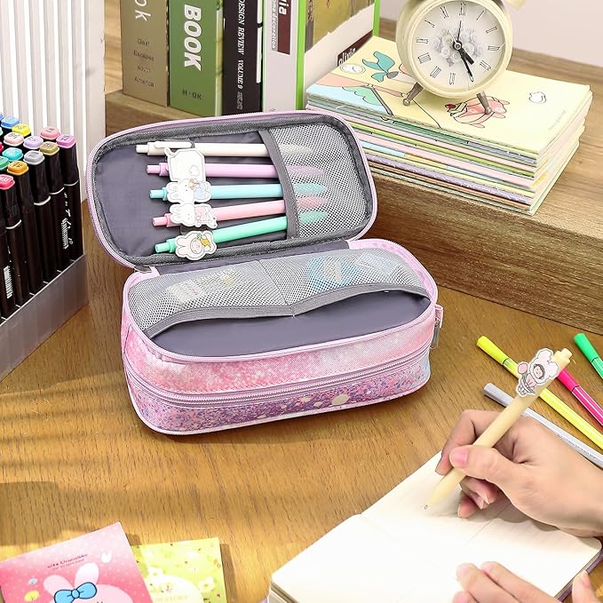 Pencil Cases for kids, Large Capacity Pencil Pouch, Office College School Marker Organizer Case pen for Men Women Adult Teens
