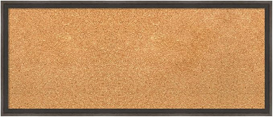 Amanti Art Natural Cork Board for Wall, 13x31 Vision Board with Brown Wood Frame, Medium Corkboard Office Decor for Home Organization, Casual Corkboard Pinboard to display items for home organization