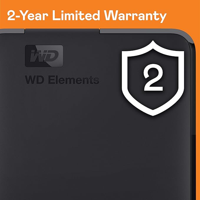 WD 1TB Elements Portable External Hard Drive for Windows, USB 3.2 Gen 1/USB 3.0 for PC & Mac, Plug and Play Ready - WDBUZG0010BBK-WESN