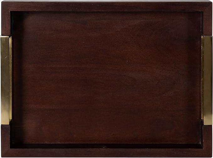 Kate and Laurel Heller Modern Rectangular Tray, 12 x 16, Espresso, Decorative Wood Tray for Storage and Display