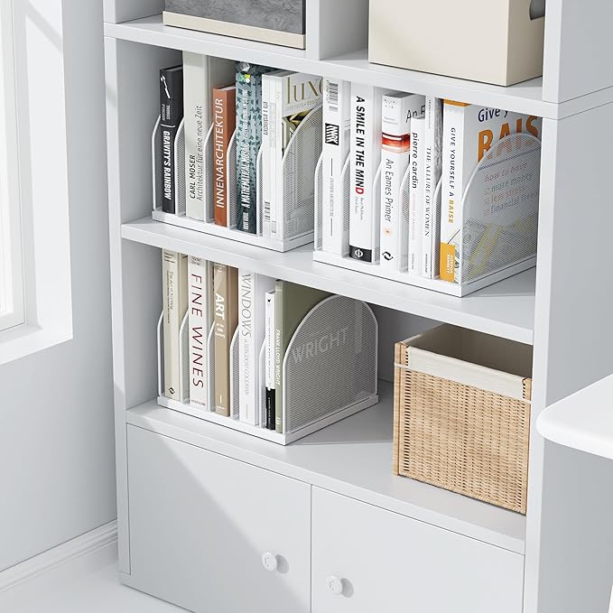 gianotter Desktop File Organizer, Desk Organizer with 5 Compartments, Paper Organizer for Desk, Workspace Organizers for Office Supplies (White)